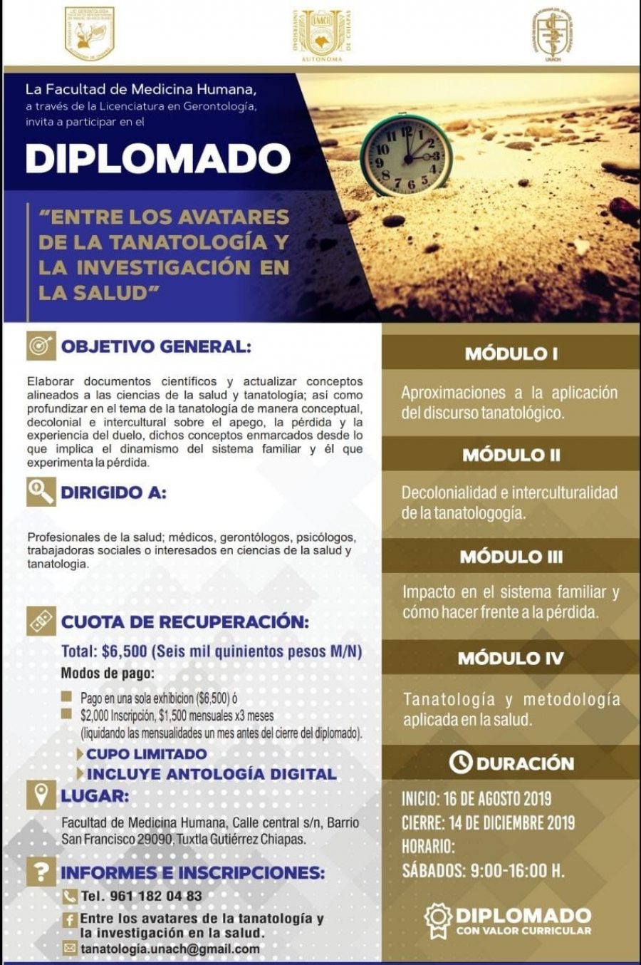 Impartirá UNACH diplomado en Tanatología