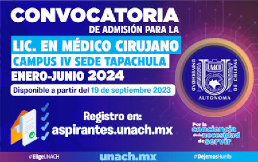 Abierta convocatoria para el examen de admisión a las carreras presenciales y a distancia de la UNACH