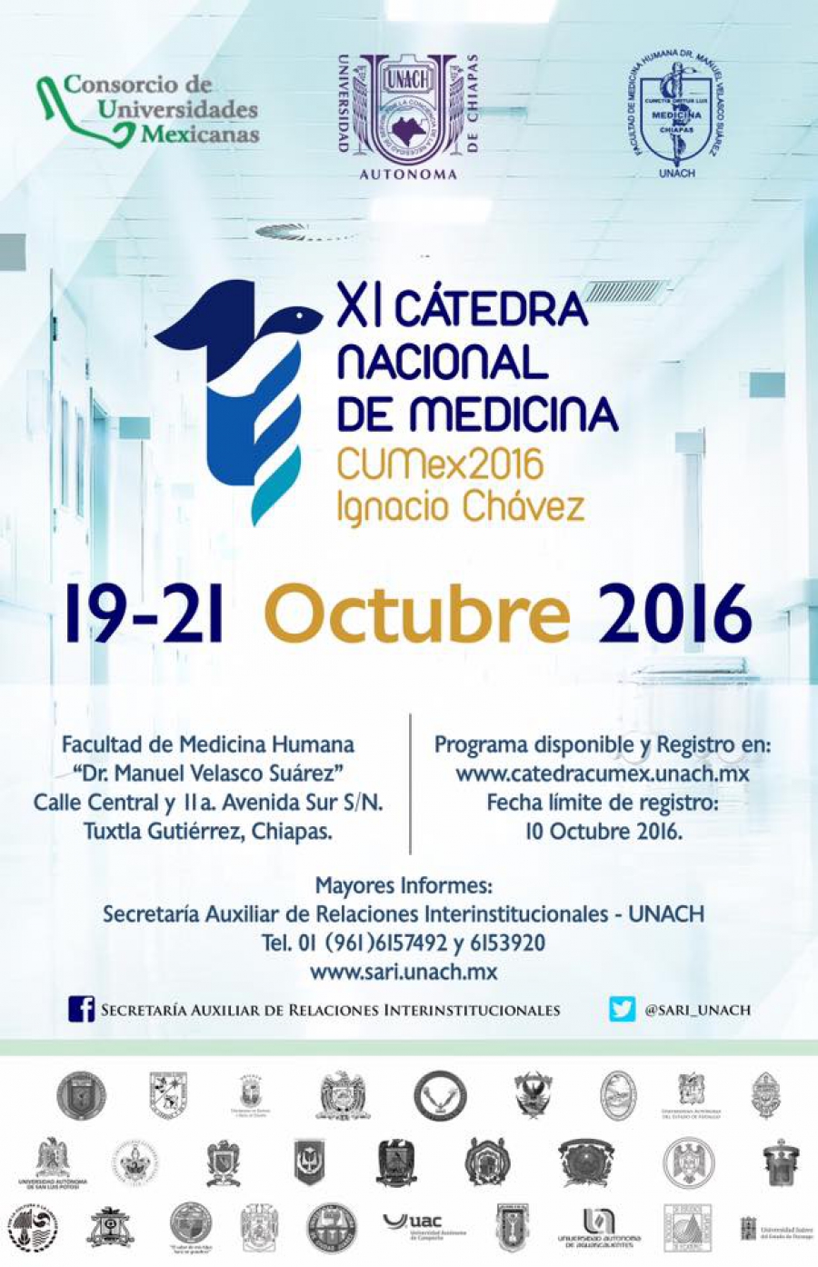 Será UNACH sede de la XI Cátedra CUMEX en Medicina &quot;Ignacio Chávez&quot;
