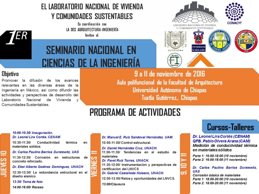 Organiza UNACH el Primer Seminario Nacional en Ciencias de la Ingeniería