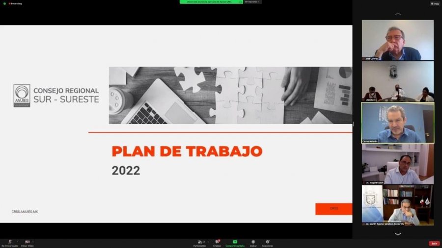 Presenta el rector de la UNACH Carlos F. Natarén Nandayapa Plan de Trabajo 2022 del Consejo Regional Sur-Sureste de la ANUIES
