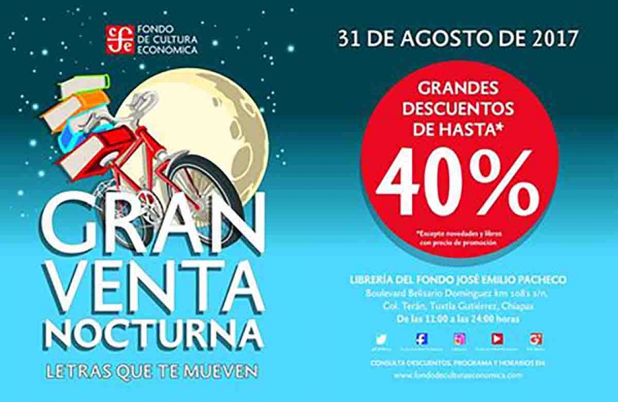 Realizará la librería del FCE-UNACH “José Emilio Pacheco” venta nocturna el próximo 31 de agosto