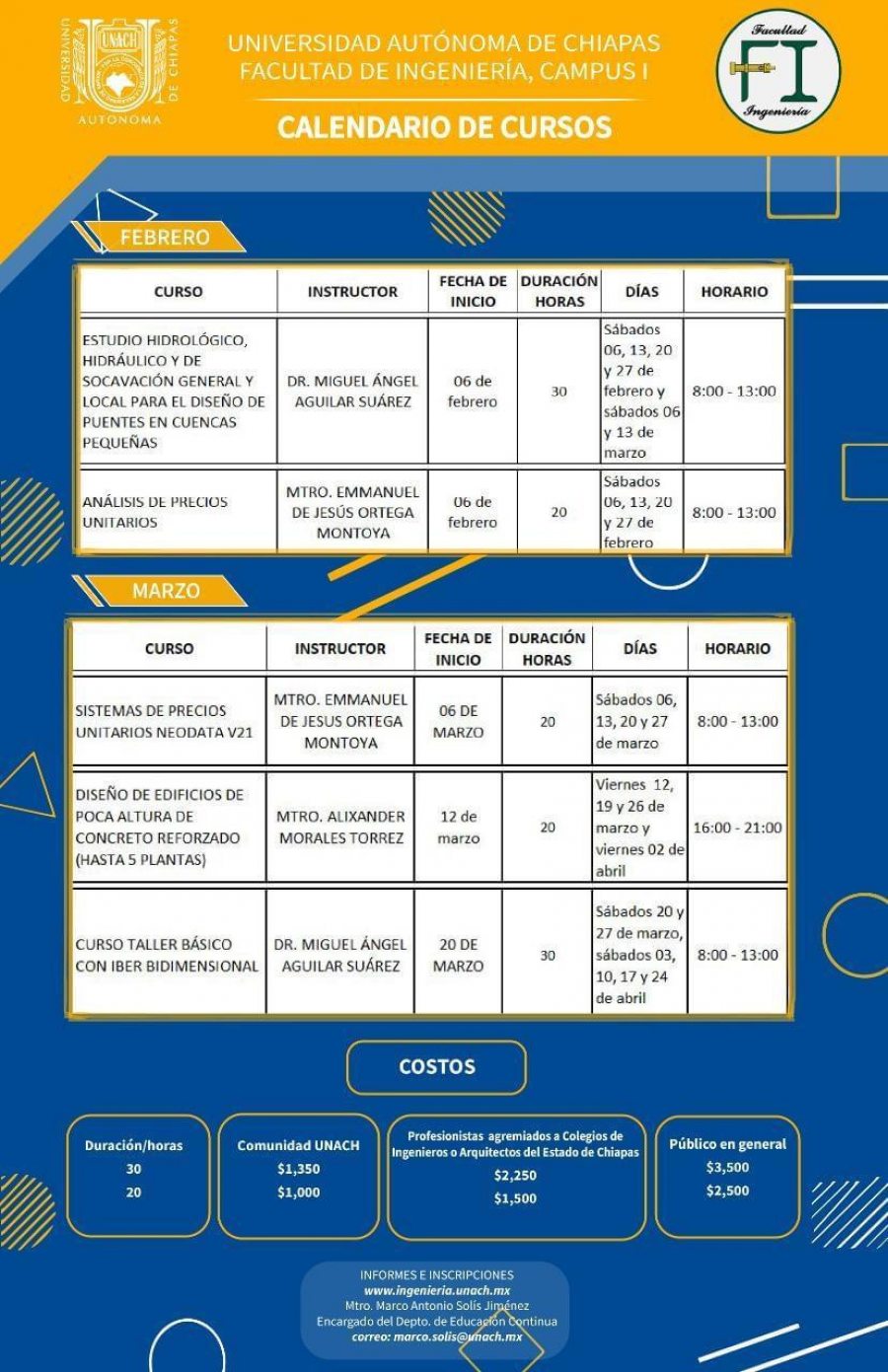 Ofrece Facultad de Ingeniería de la UNACH cursos en línea para su comunidad y público en general