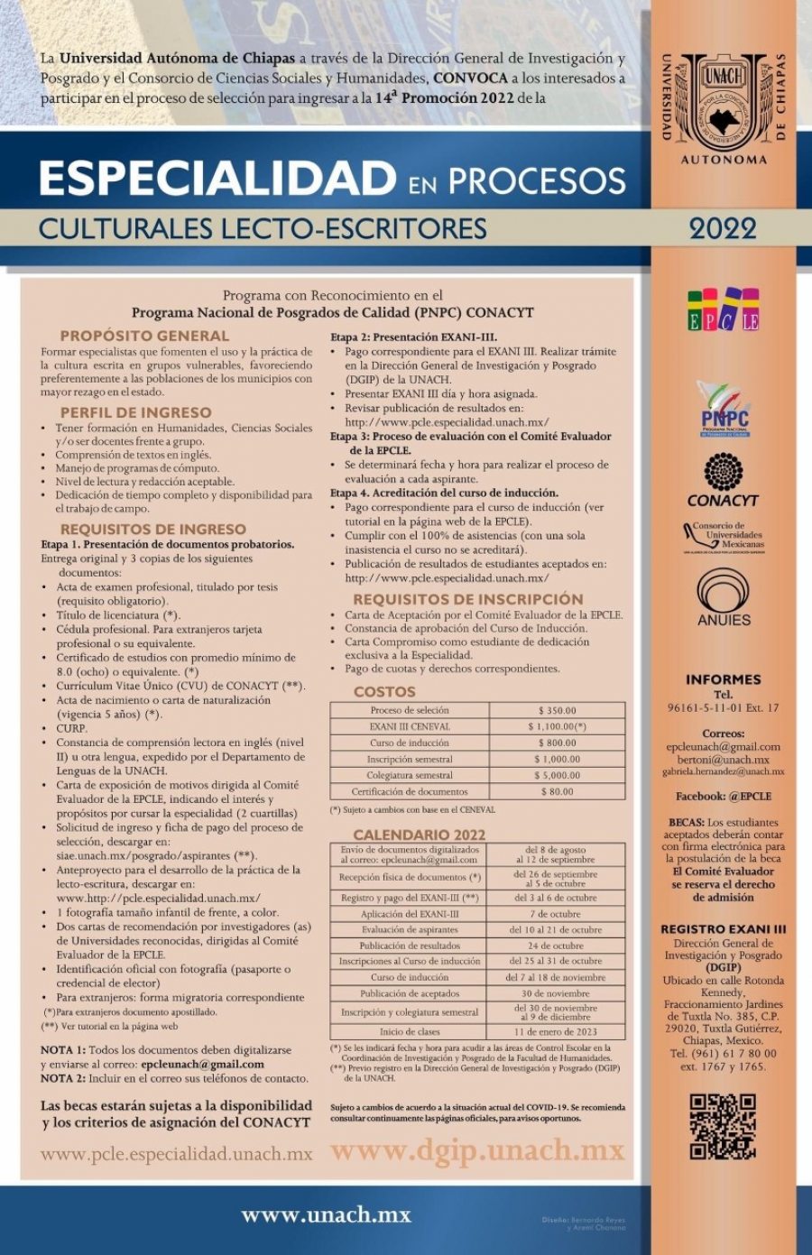 Convoca UNACH a formar parte de la Especialidad en Procesos Culturales Lecto-Escritores