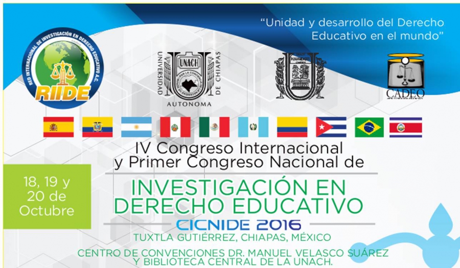 Será UNACH sede del IV Congreso Internacional y Primer Congreso Nacional de Investigación en Derecho Educativo