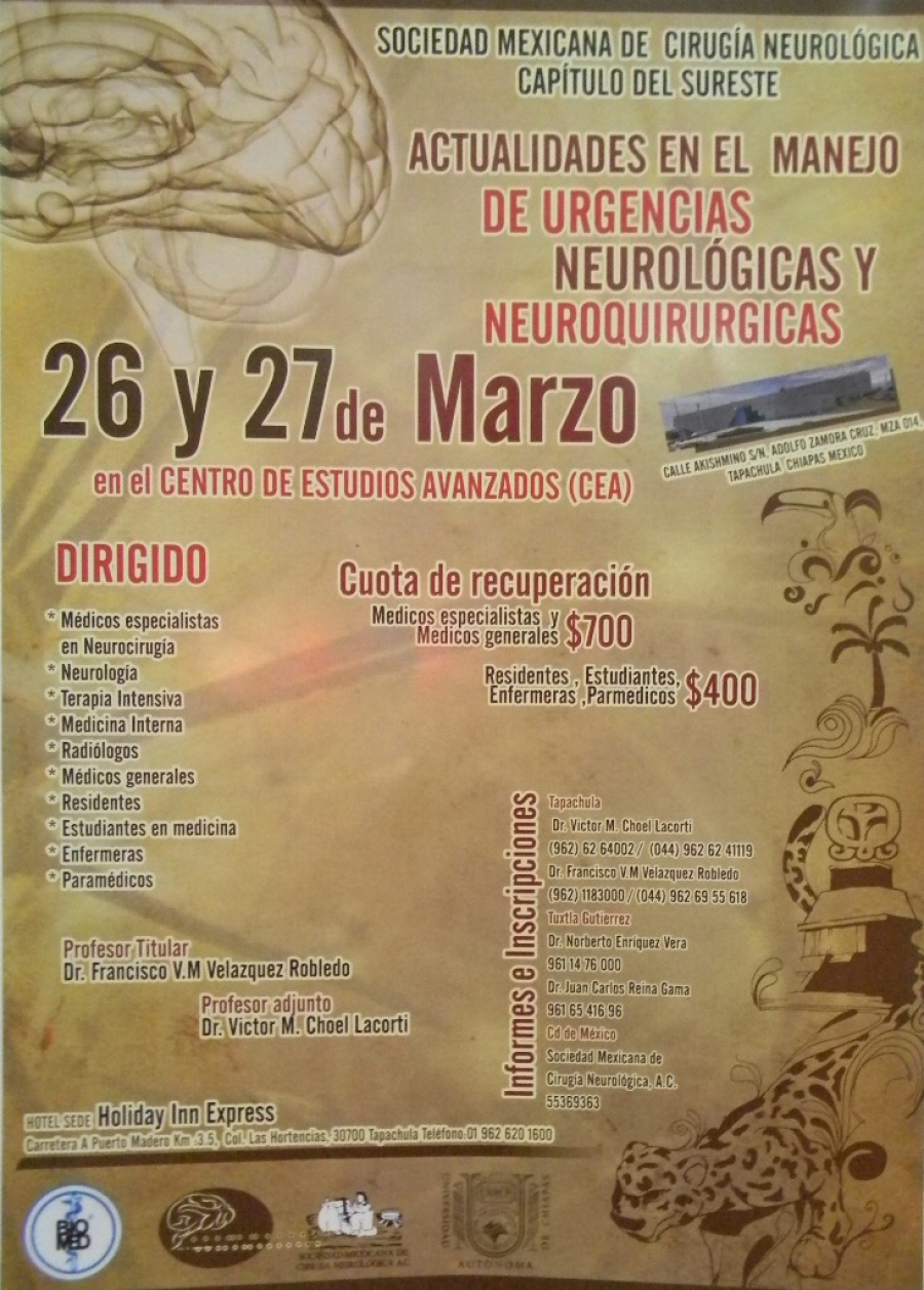 Ofertan el Curso Actualidades en el Manejo de Urgencias Neurológicas y Neuroquirúrgicas
