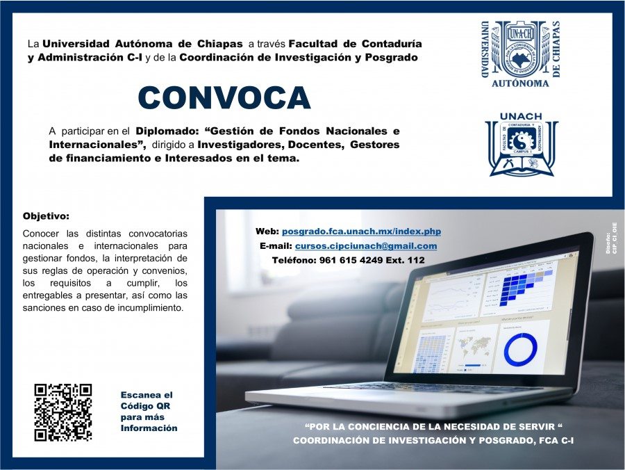 Impartirá UNACH el Diplomado Gestión de Fondos Nacionales e Internacionales