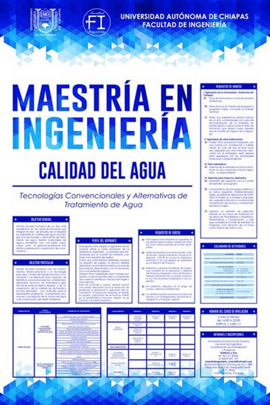 Oferta UNACH la Maestría en Ingeniería en Calidad del Agua