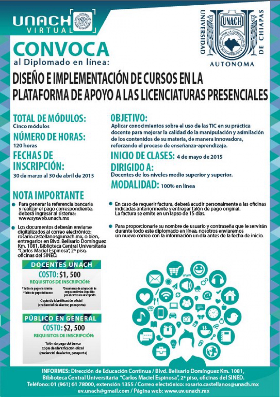Amplía UNACH convocatoria para Diplomado en Diseño e Implementación de Cursos en la Plataforma de Apoyo a Licenciaturas Presenciales 