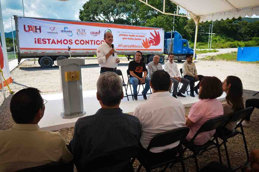 Entrega la UAEH más de 30 toneladas de víveres a la UNACH para la distribución a los damnificados por el sismo