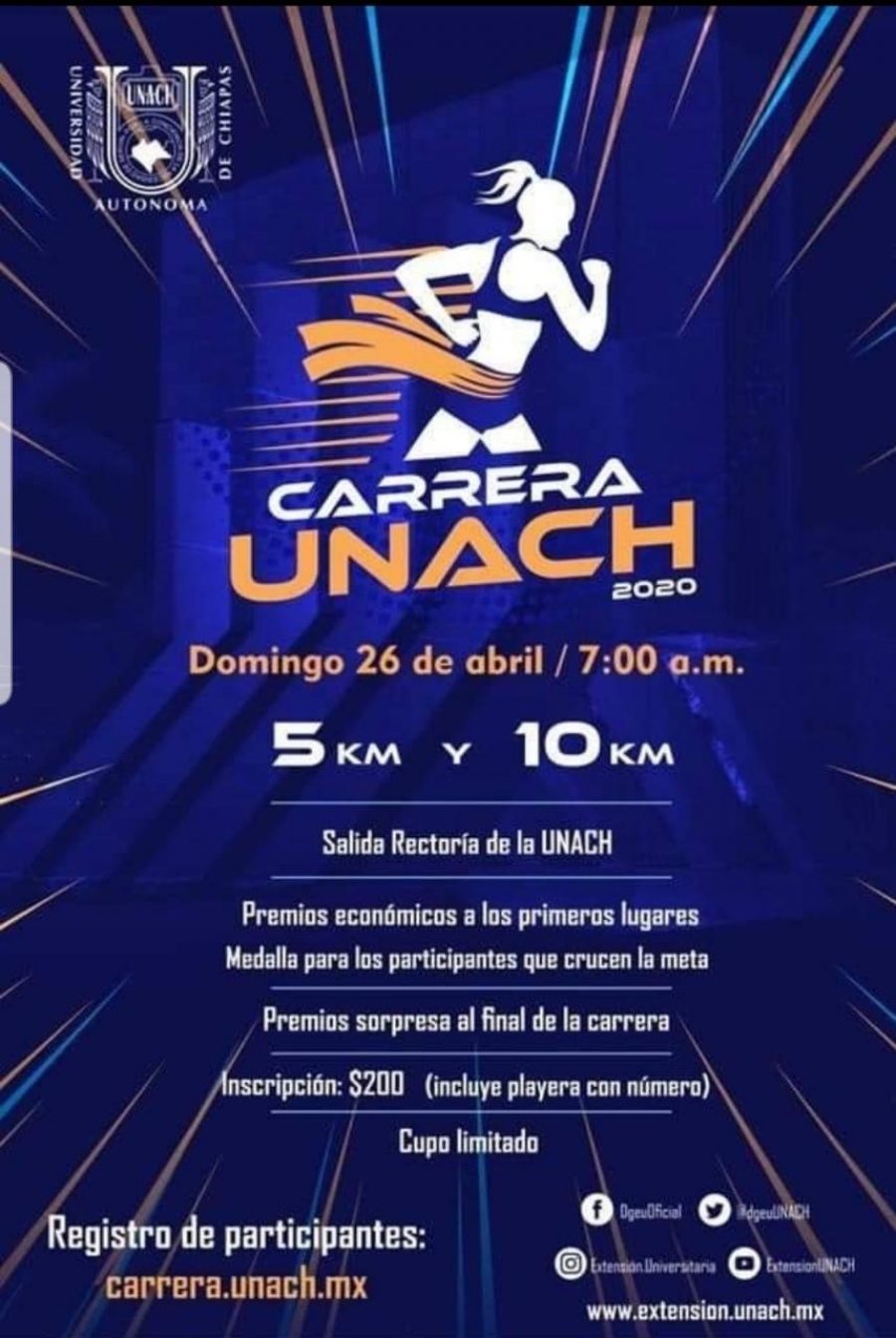 Celebrarán la Carrera UNACH 2020 en Tuxtla Gutiérrez