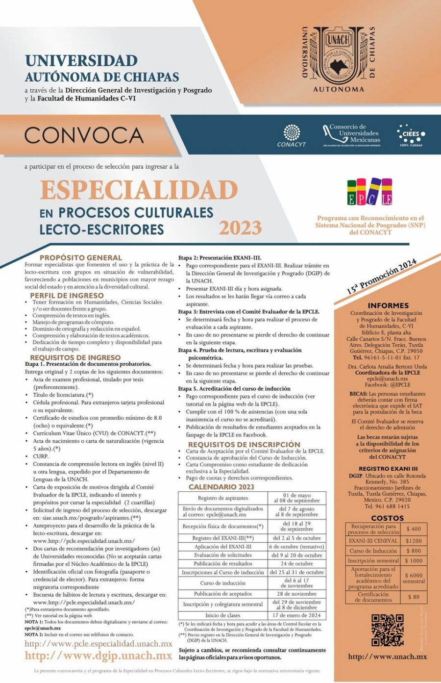 Convoca UNACH a cursar la Especialidad en Procesos Culturales