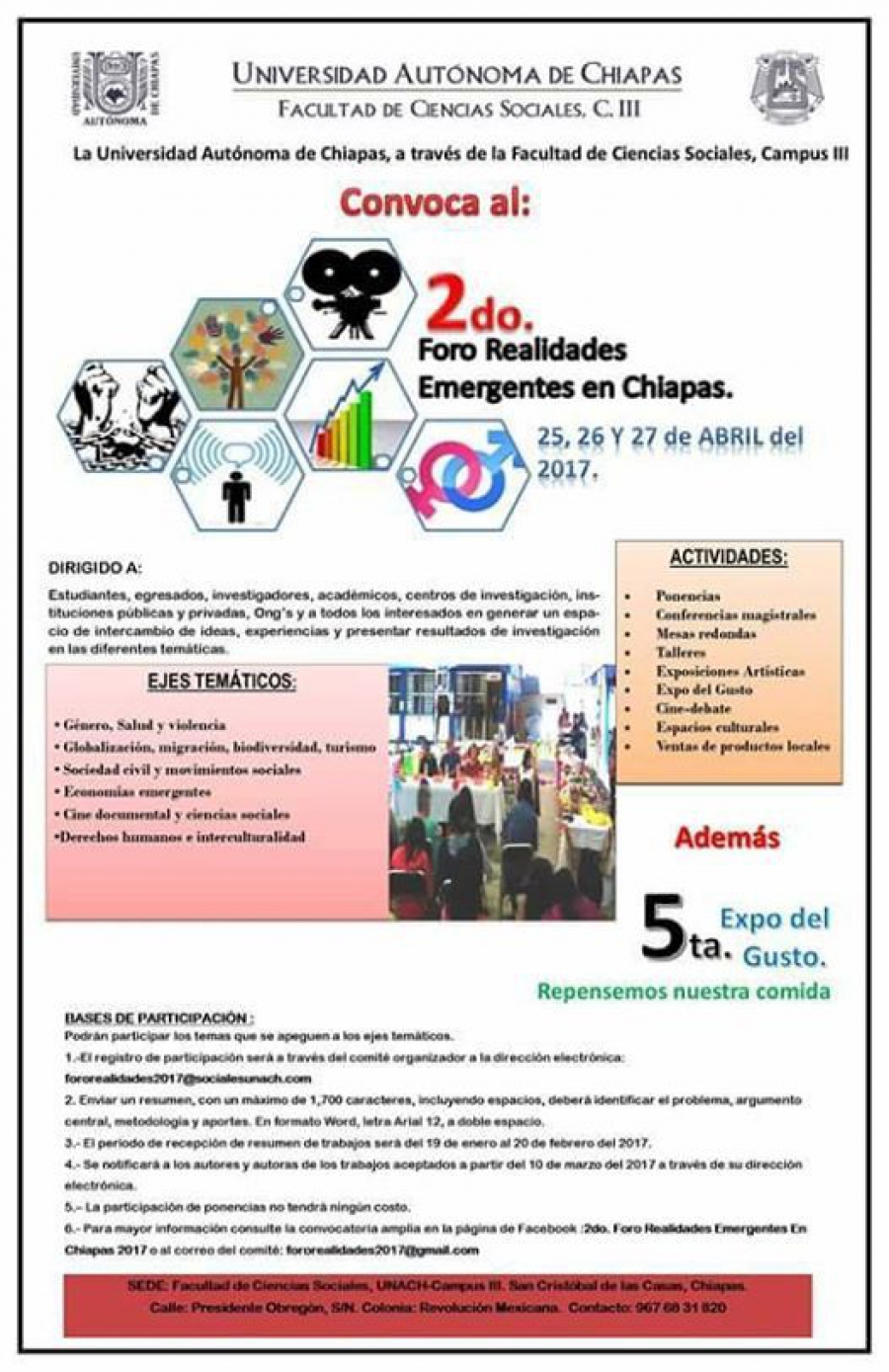 Organiza UNACH el Segundo Foro Realidades Emergentes en Chiapas 2017