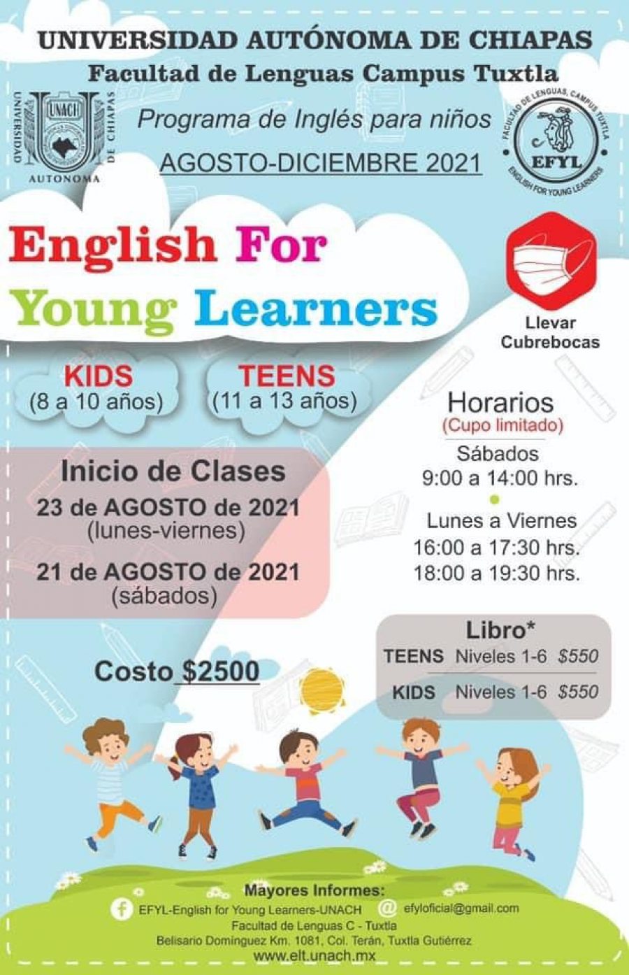 Lanza UNACH convocatoria del programa de inglés para niños