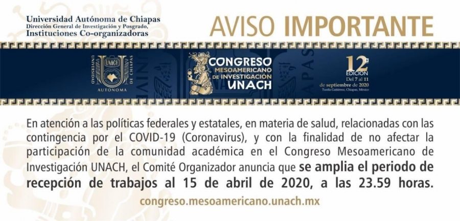 En la UNACH  Amplían periodo de recepción de los trabajos que participarán en el Congreso Mesoamericano de Investigación