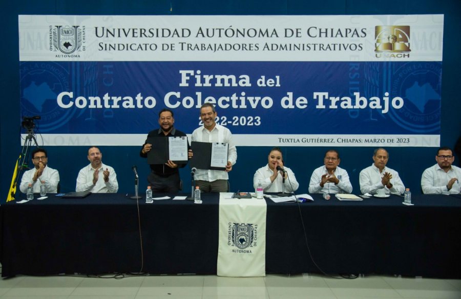 Suscriben Contrato Colectivo de Trabajo UNACH y el Sindicato de Trabajadores Administrativos