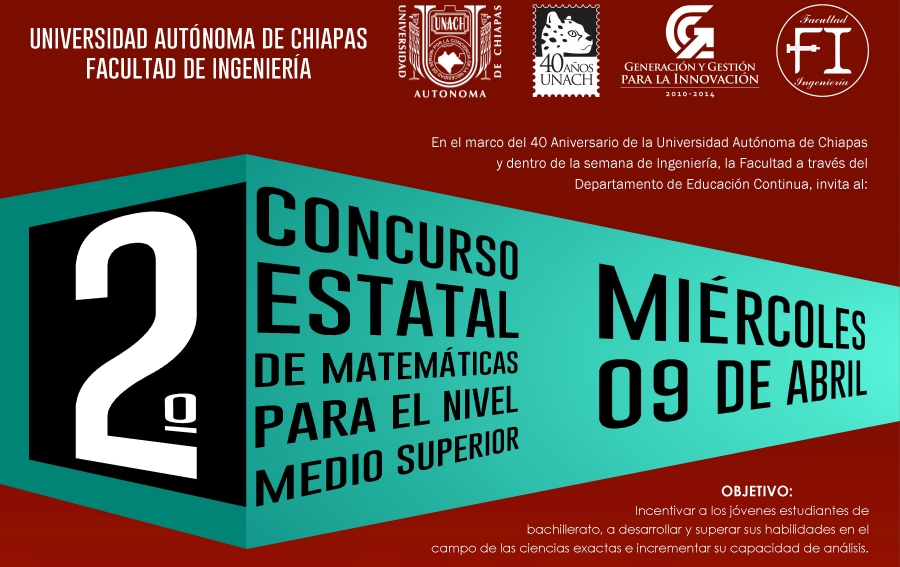 Lanza UNACH convocatoria para II Concurso Estatal de Matemáticas