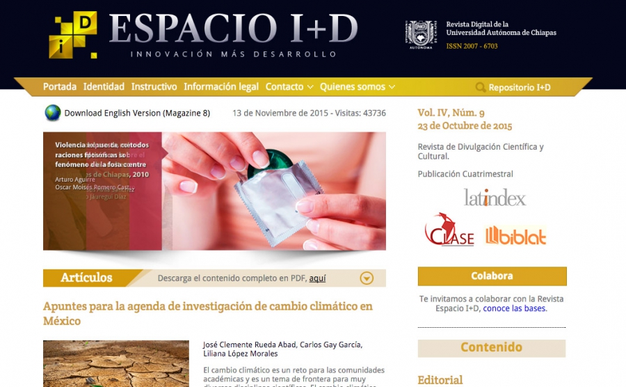 Se consolida Revista Digital Espacio I+D de la UNACH, con el reconocimiento de la calidad de sus artículos