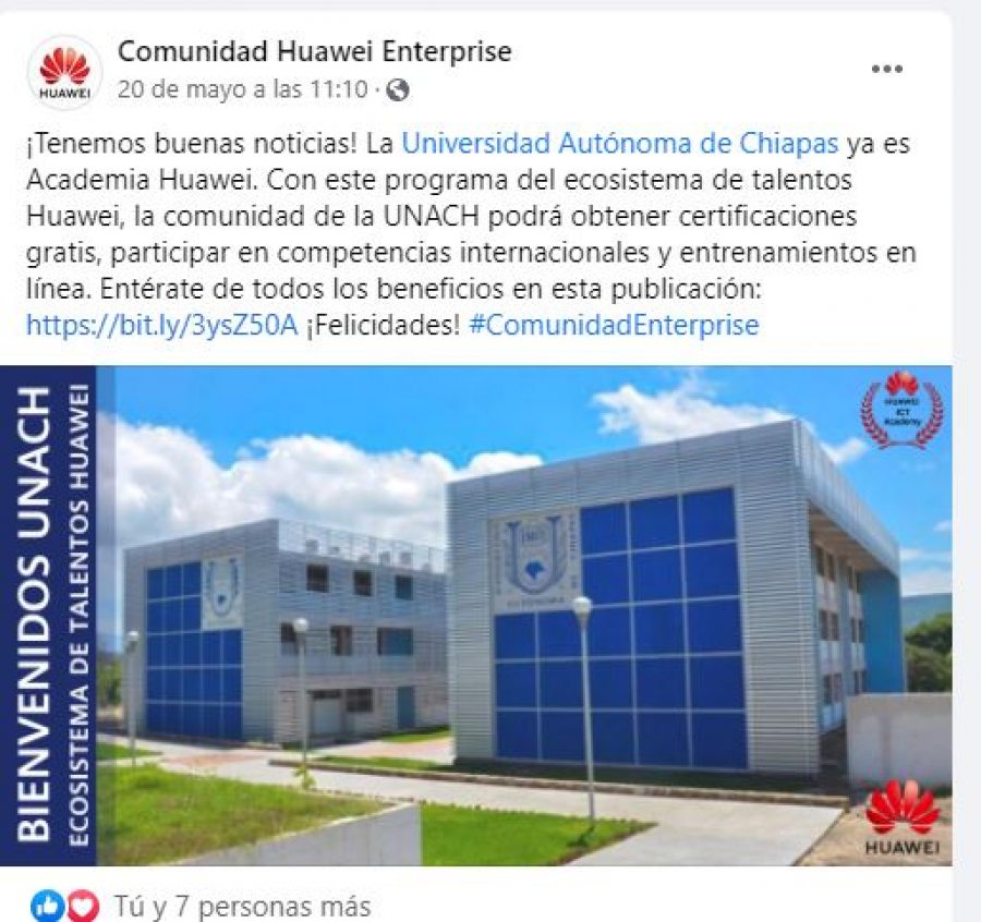 Obtiene UNACH registro como Academia Huawei