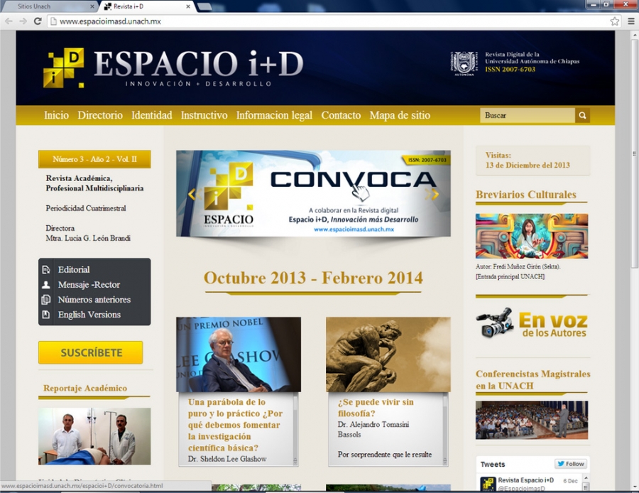 Registra portal de la revista digital I+D de la UNACH cerca de 10 mil visitas
