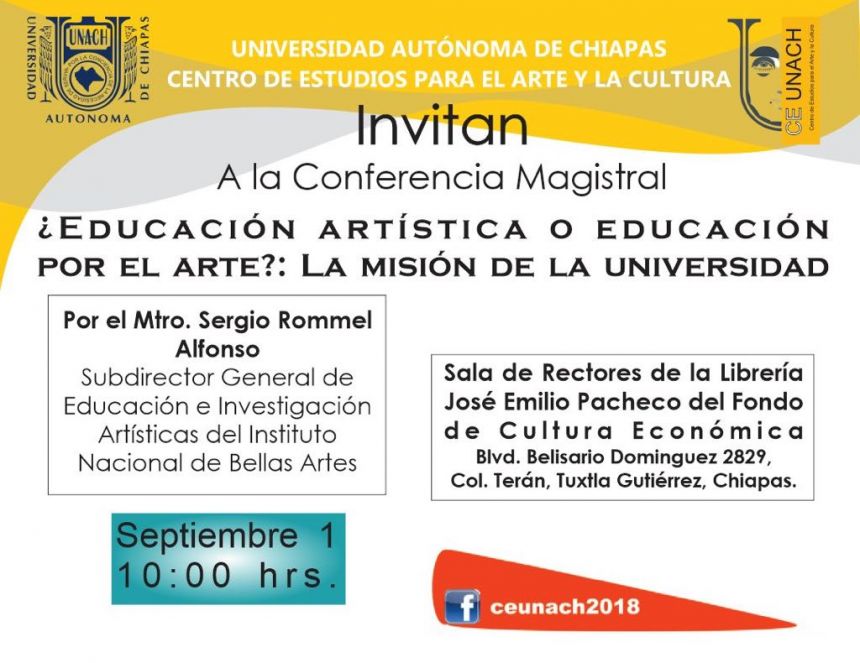 Impartirá experto del INBA conferencia sobre Educación Artística en la UNACH