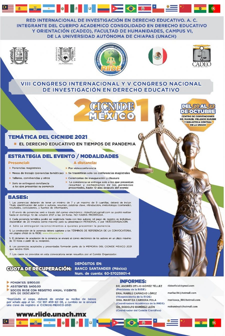 Será UNACH sede de Congreso Internacional y Nacional de Investigación en Derecho Educativo