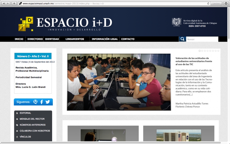 Otorgan registro internacional a la Revista Digital &quot;Espacio i+D&quot; que edita la UNACH  