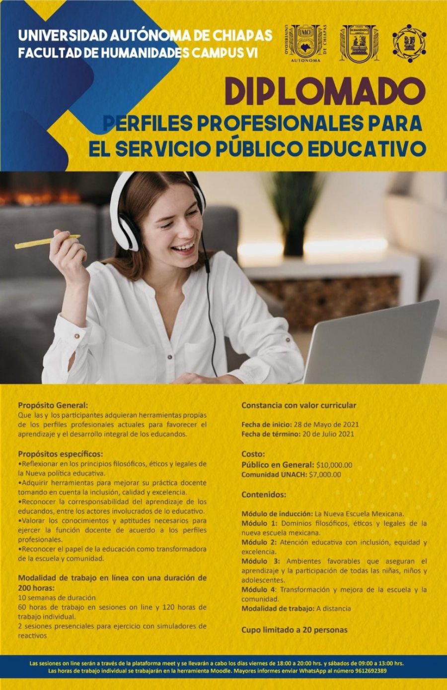 Oferta UNACH el  Diplomado Perfiles  Profesionales para el Servicio Público Educativo