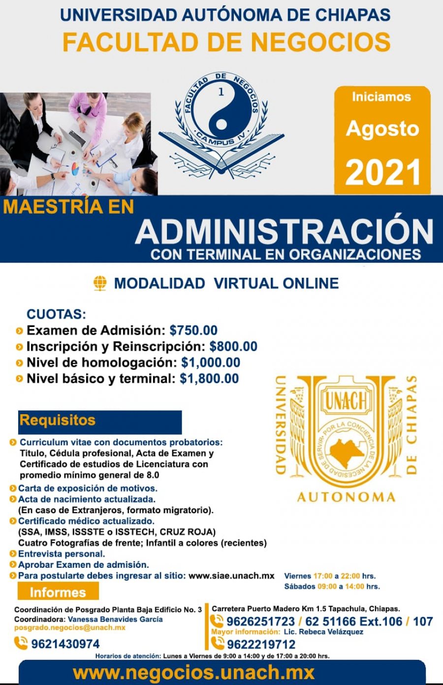 Ofrece UNACH  la Maestría en Administración con Terminal en Finanzas