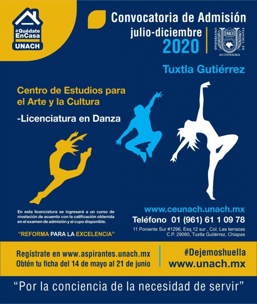 Invita UNACH a formar parte de la nueva generación de la Licenciatura en Danza.
