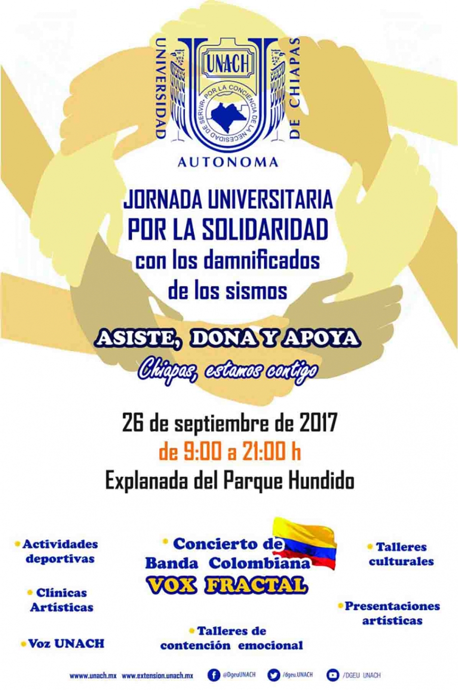 Organiza UNACH la Jornada Universitaria por la Solidaridad con los damnificados de los sismos