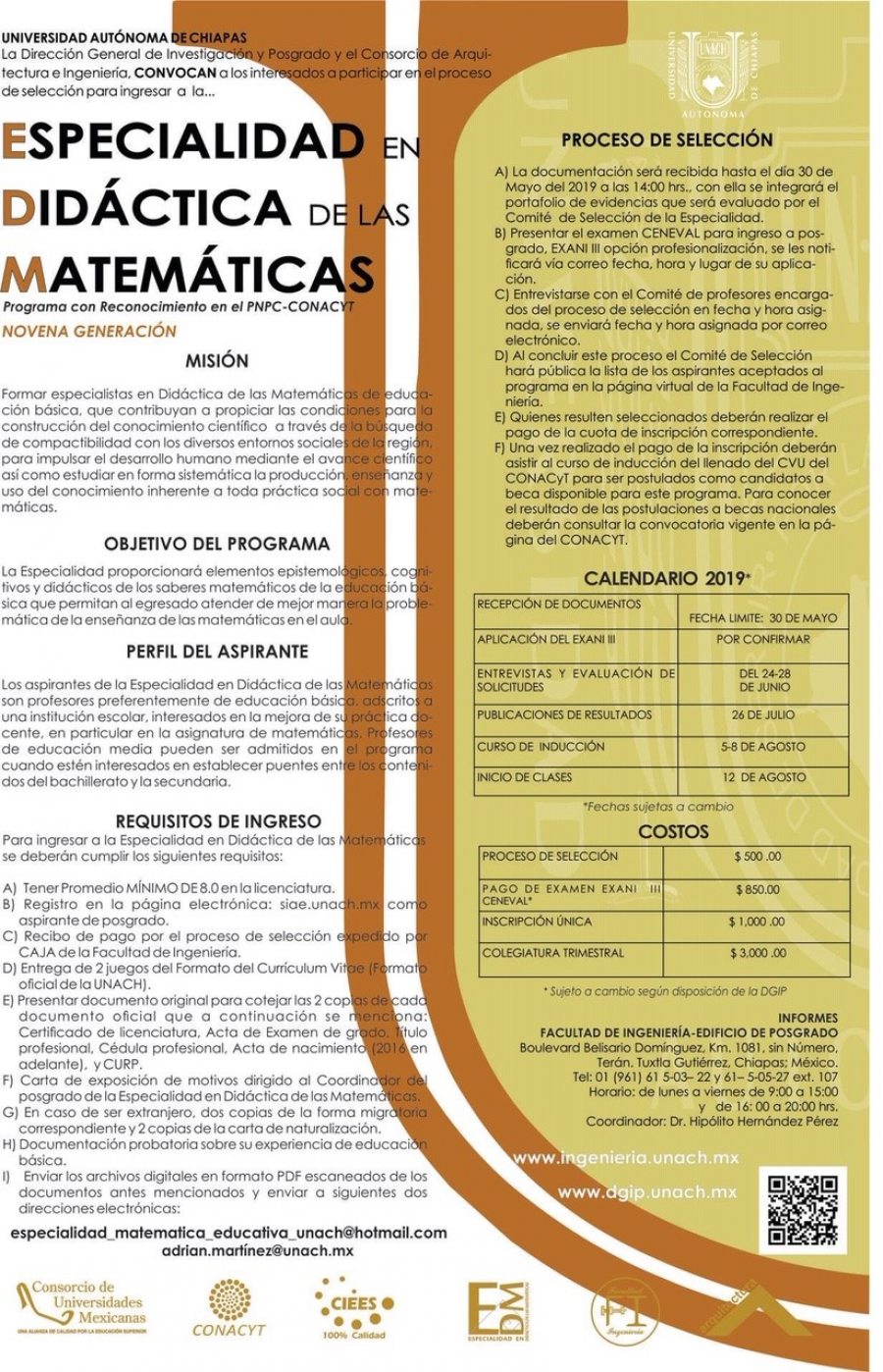 Abre UNACH convocatoria de posgrado avalado por el CONACYT