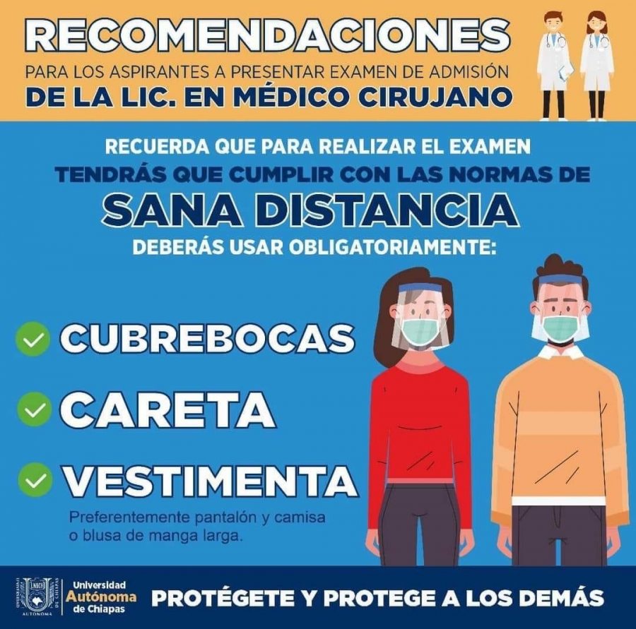 Realizará UNACH examen de admisión a la Licenciatura en Médico Cirujano bajo estricto protocolo sanitario