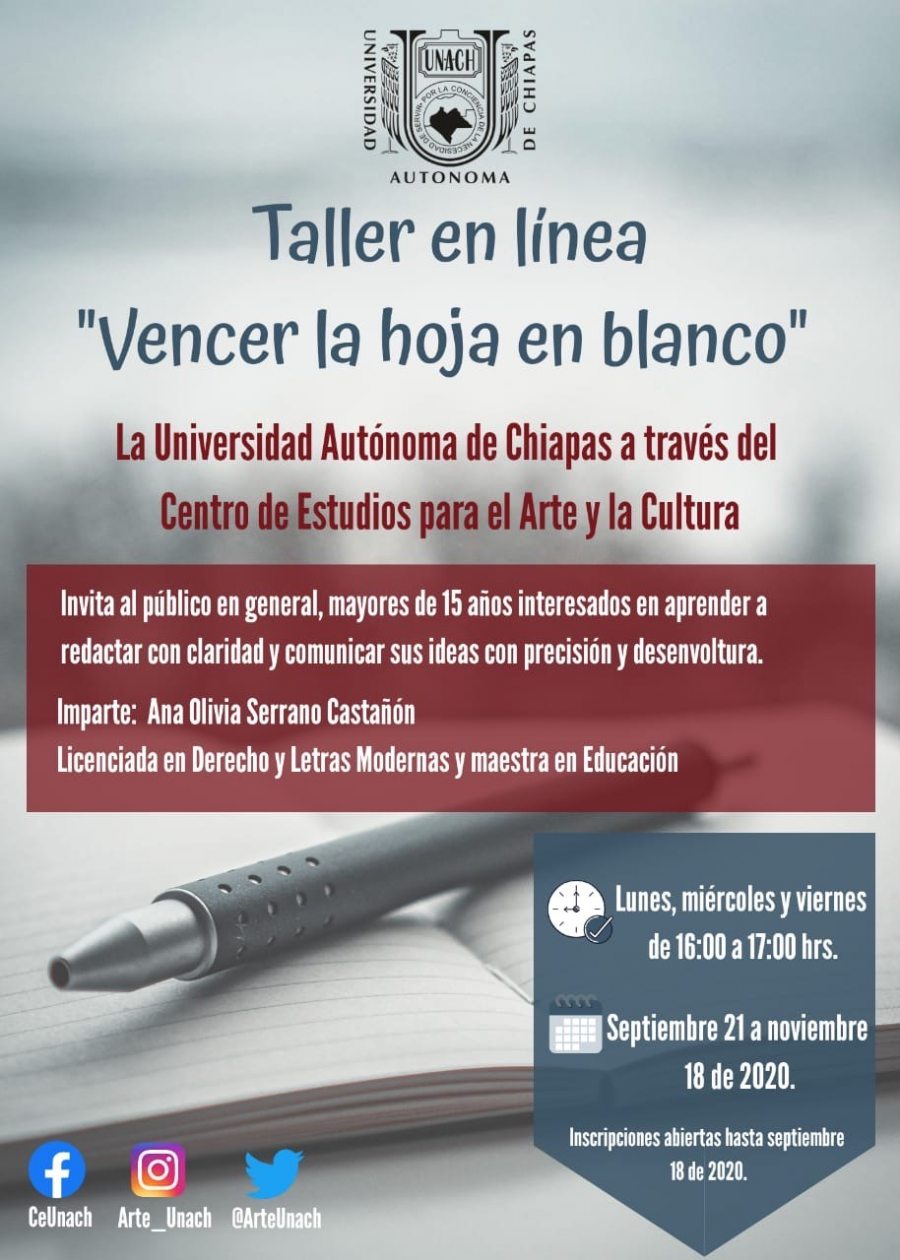 Continúan abiertas las inscripciones a los talleres organizados por el CeUNACH