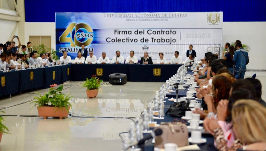 Suscribe Administración Central de la UNACH  el Contrato Colectivo de Trabajo con el STAUNACH