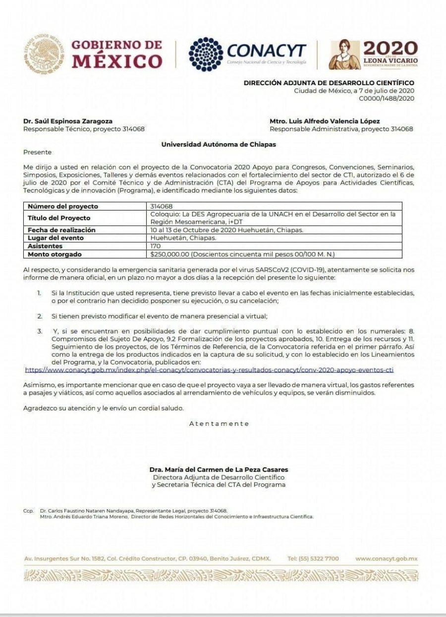 En el Campus IV Aprueba CONACyT financiamiento a la UNACH para la realización de Coloquio