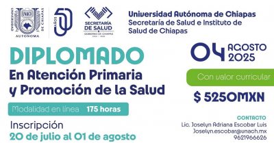 Impartirá UNACH el Diplomado en atención primaria y promoción de la salud