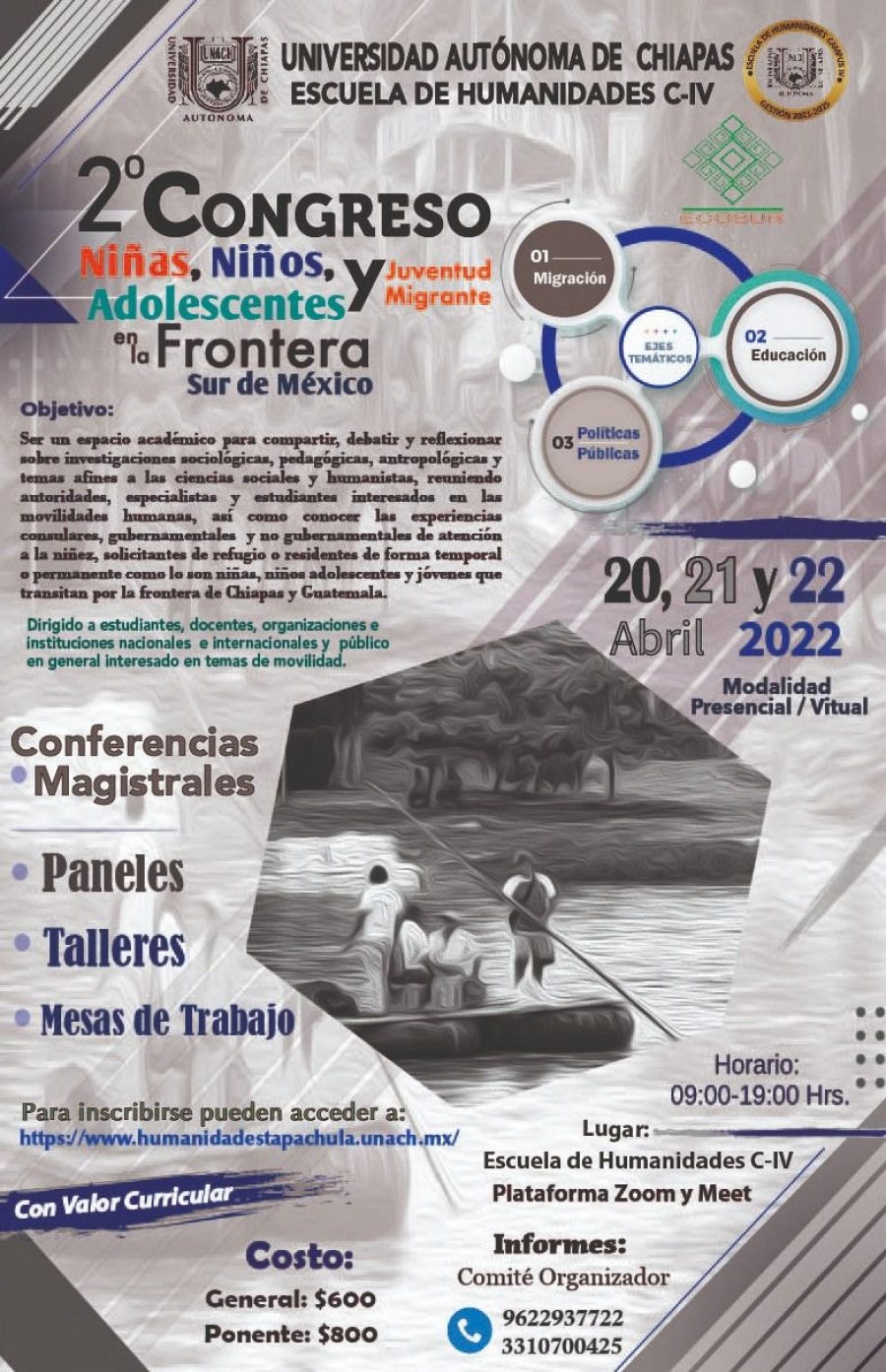Convoca UNACH a participar en Congreso Niñas, Niños, Adolescentes y Juventud Migrante en la Frontera Sur de México