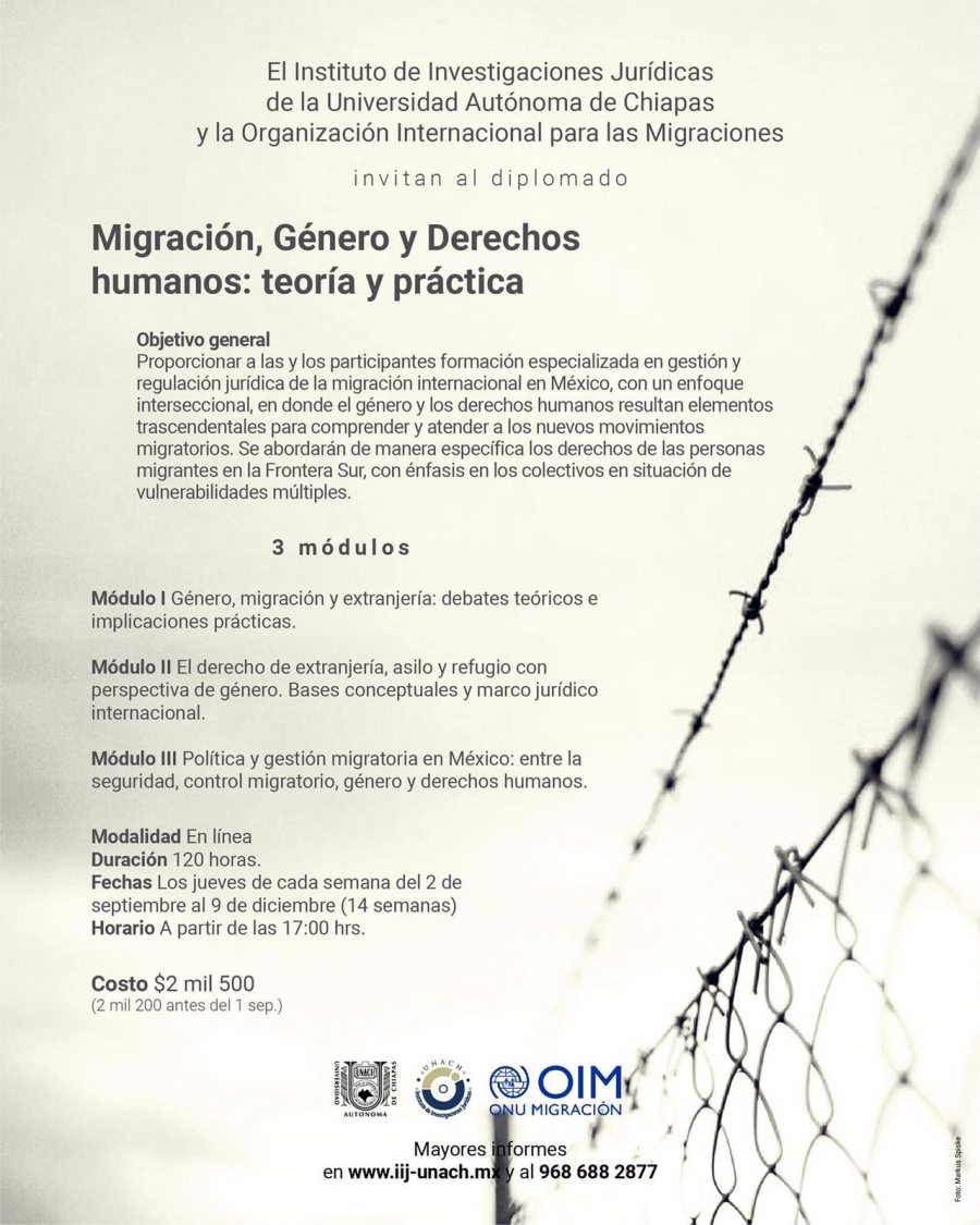 Invita UNACH a formar parte del  Diplomado de Migración y Derechos Humanos