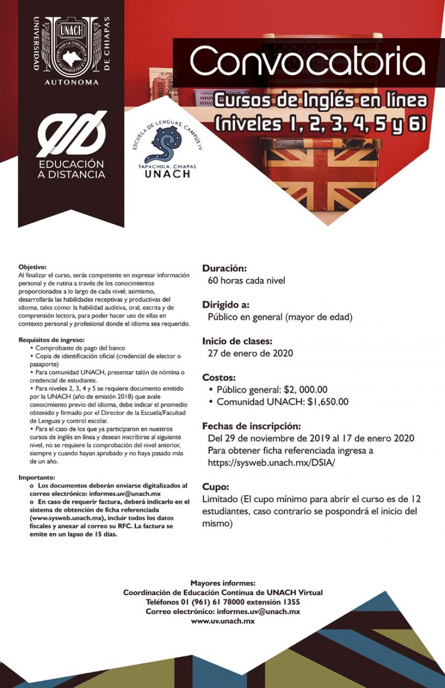 Oferta la Escuela de Lenguas de la UNACH en Tapachula cursos de inglés en línea.