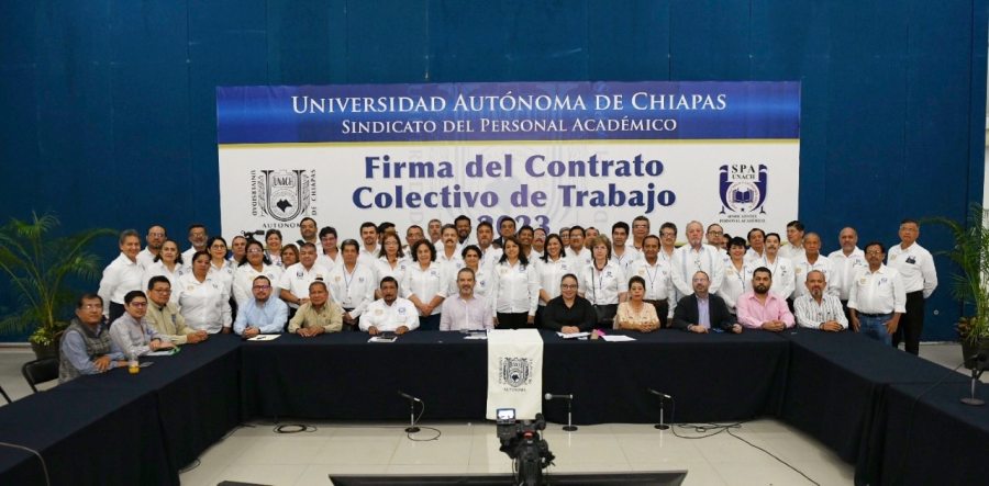 Firman UNACH y el Sindicato del Personal Académico el Contrato Colectivo de Trabajo