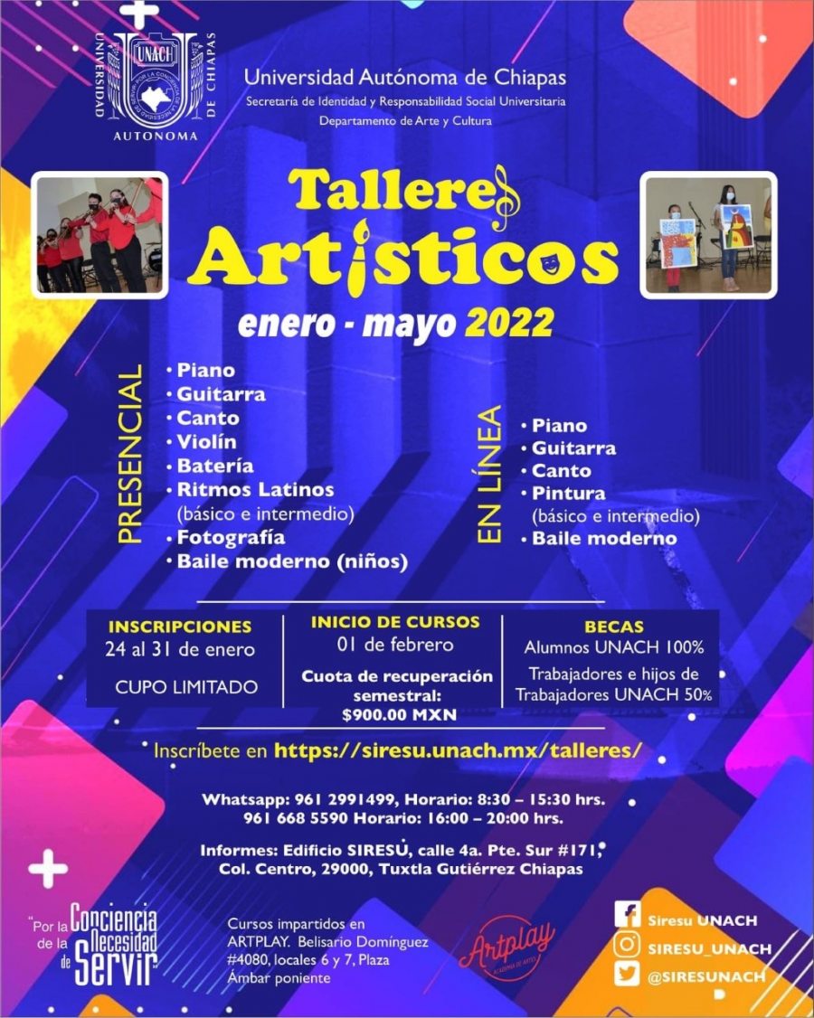 Invita UNACH a integrase a sus Talleres Artísticos
